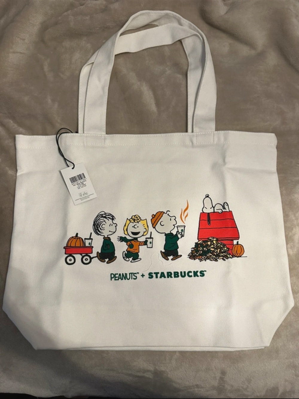 🧡🐶🧡 PEANUTS X STARBUCKS CANVAS TOTE BAG 🧡🐶🧡 NWT 🧡🐶🧡